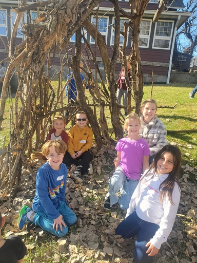 Students making fort