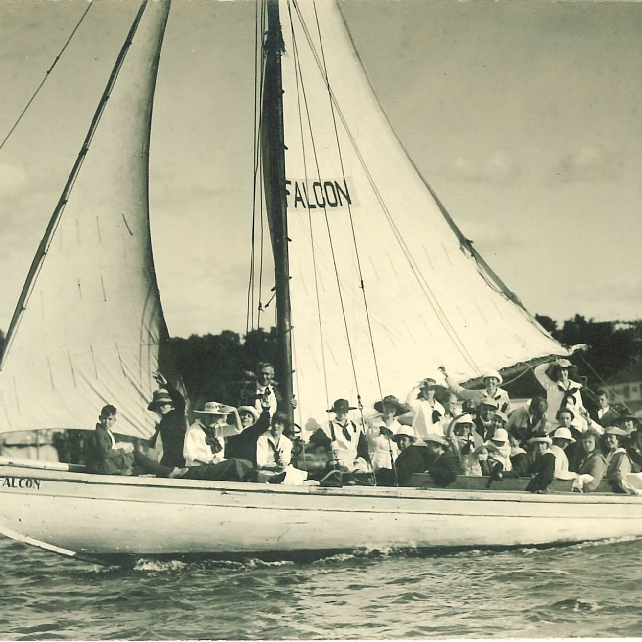 Women on sailboat 'Falcon' 