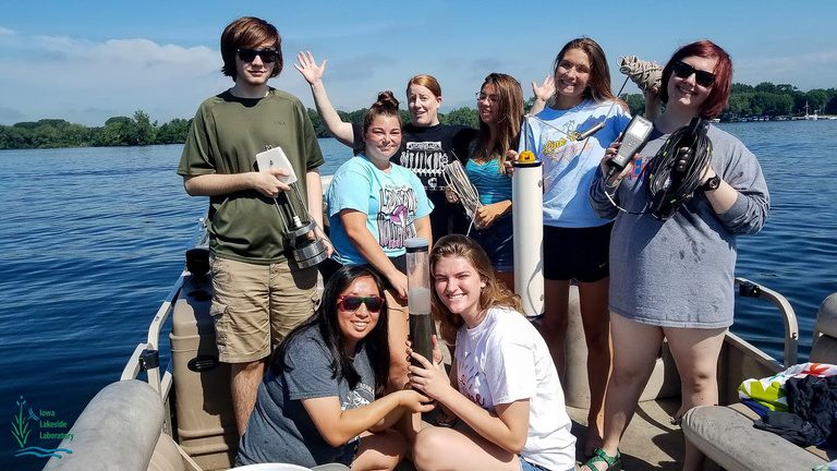 students on boat